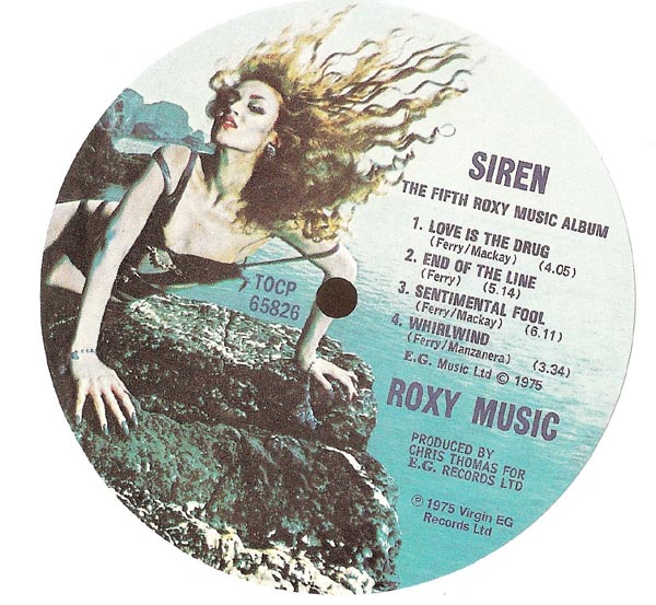 Label Replica Insert, Roxy Music - Siren